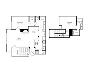 floor plan for the two bedroom apartment at The  Montgomery