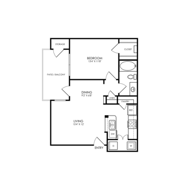 The Montgomery Floor Plan 1 bedroom 1 bath R 1 Bed 1 Bath 651 sqft