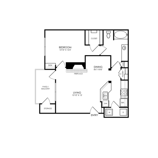 The Montgomery Floor Plan 1 bedroom 1 bath R 1 Bed 1 Bath 806 sqft