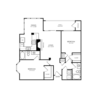 The Montgomery Floor Plan 2 bedroom 2 bath R 2 Bed 2 Bath 1104 sqft
