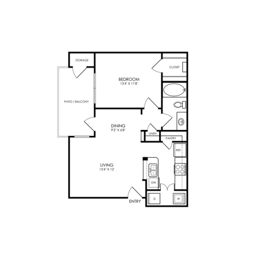 The Montgomery Floor Plan 1 bedroom 1 bath R 1 Bed 1 Bath 651 sqft