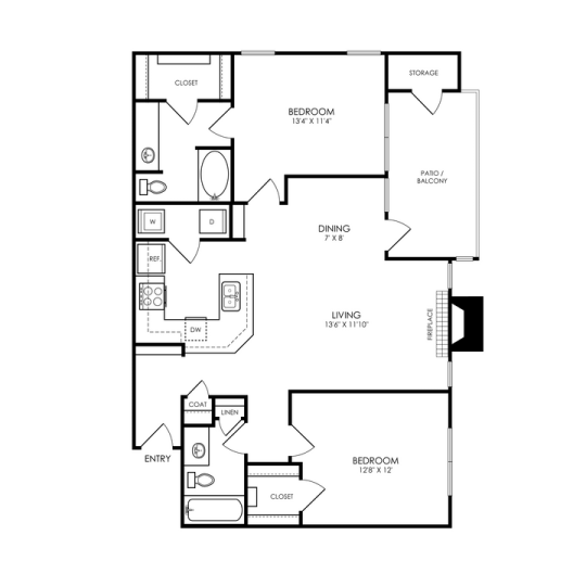 The Montgomery Floor Plan 2 bedroom 2 bath R 2 Bed 2 Bath 1045 sqft